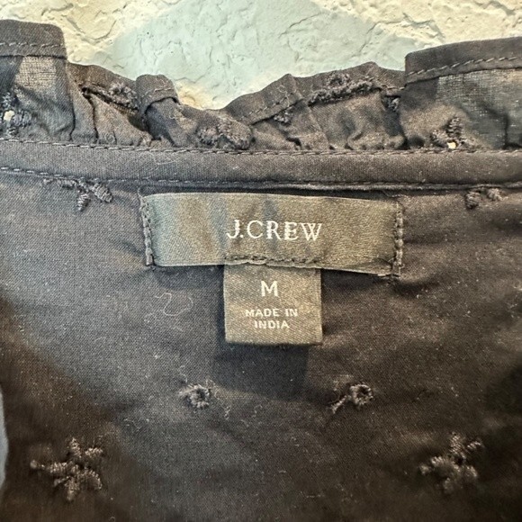 J. Crew Black Eyelet Ruffle 100% Cotton Loose Fitting Blouse - Size M - EUC - Picture 3 of 6